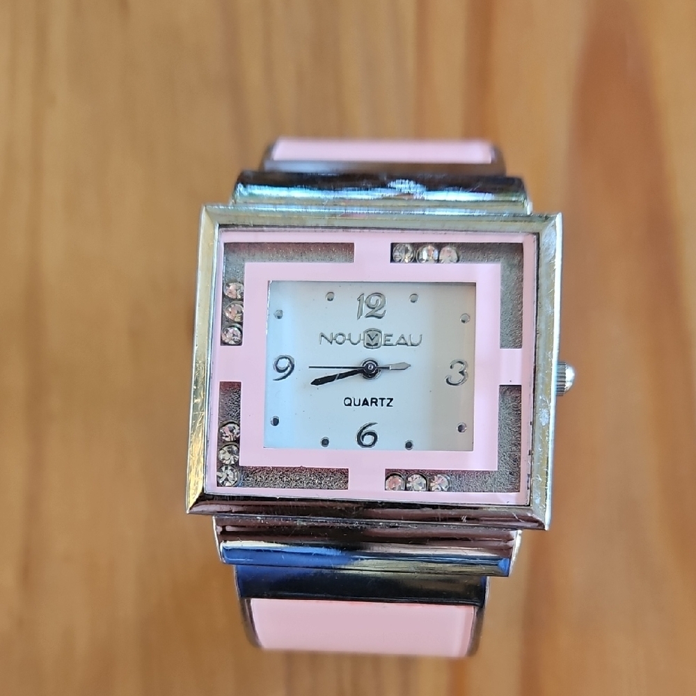 Nouveau Pink Cuff Bracelet Watch OS